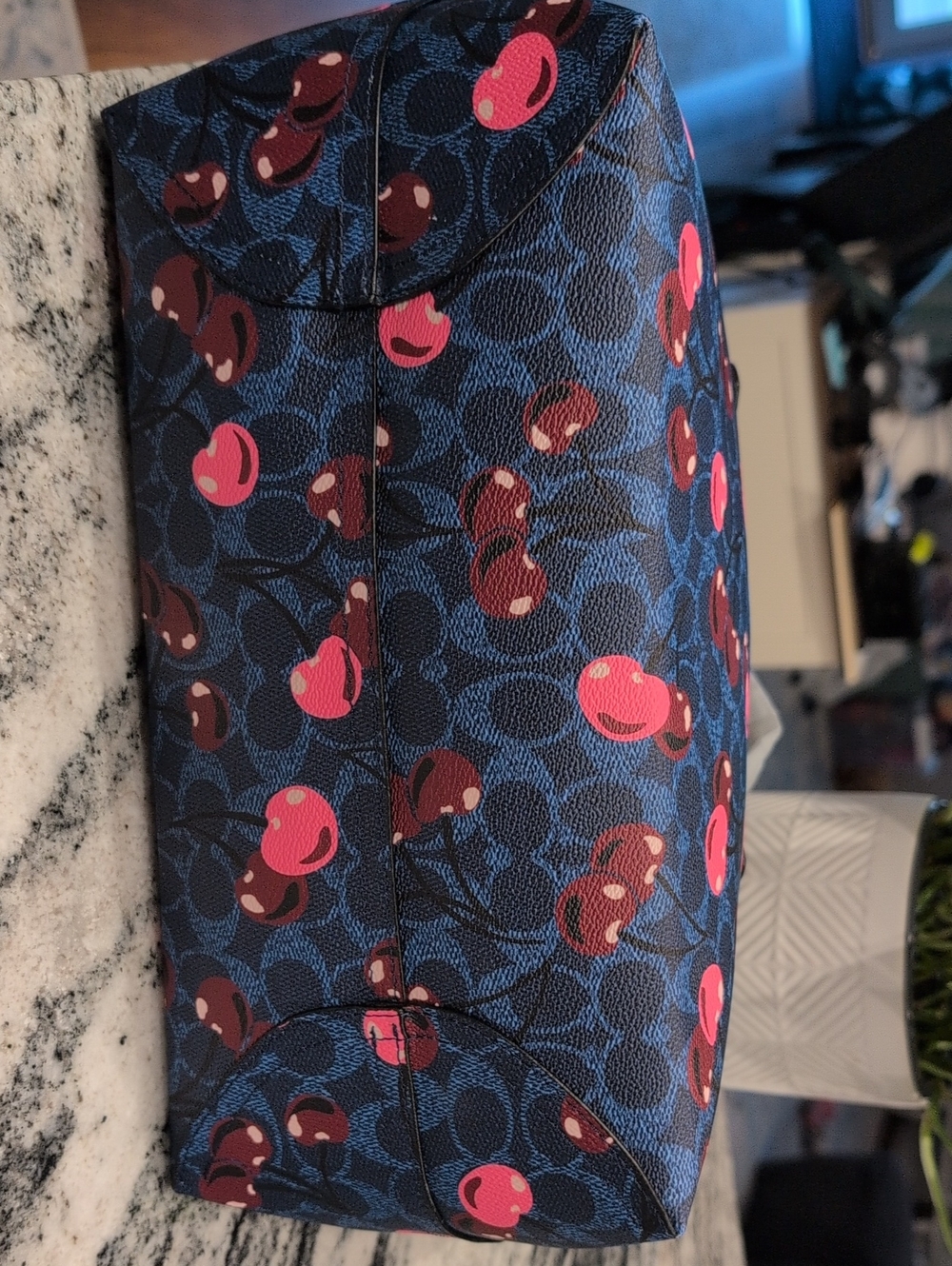 Coach City Tote Bag Cherry Print - Blue - Picture 11 of 11